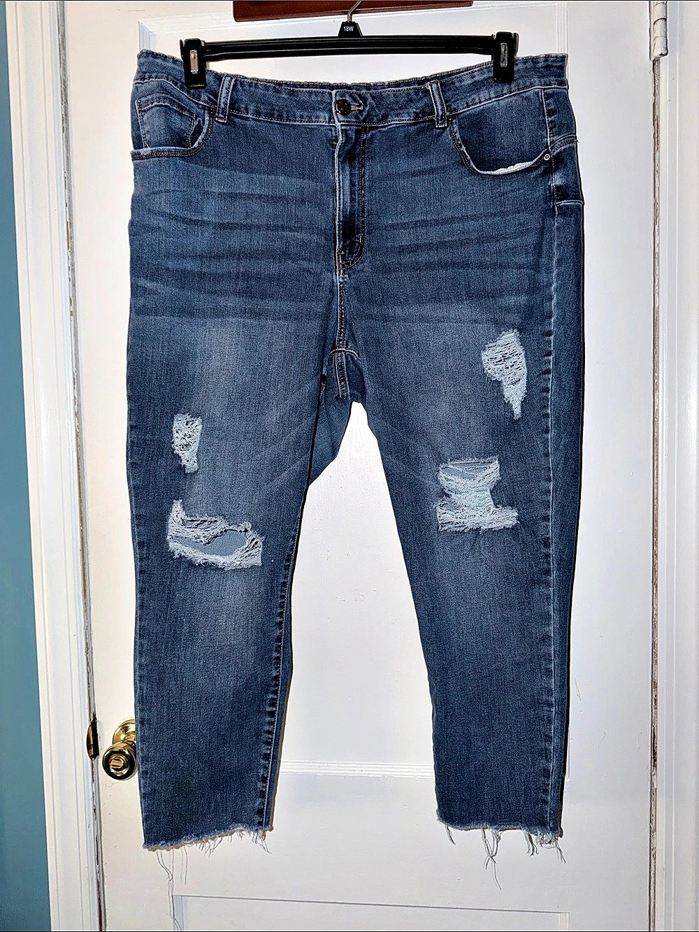 Wax Jean Distressed Skinny Jeans in Blue Size 22
